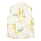 TWO PALMS Womens Cream & Yellow Floral Sleeveless Shirt S Button Up Summer