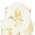 TWO PALMS Womens Cream & Yellow Floral Sleeveless Shirt S Button Up Summer