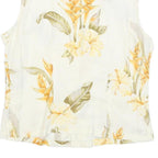 TWO PALMS Womens Cream & Yellow Floral Sleeveless Shirt S Button Up Summer