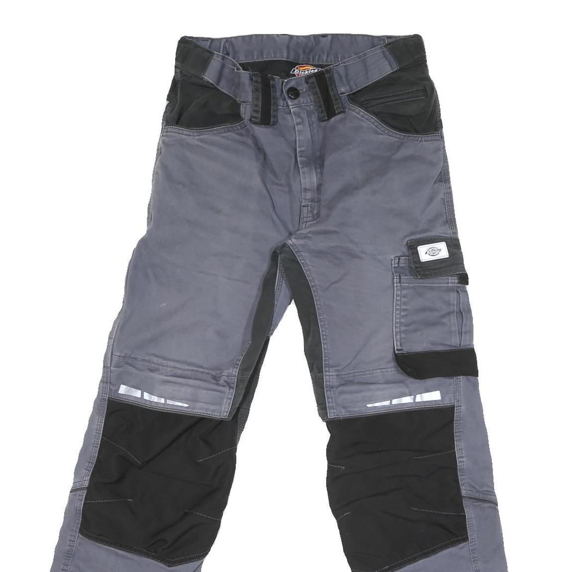 DICKIES Mens Cotton Blend Grey & Black Workwear Regular Straight Trousers W28