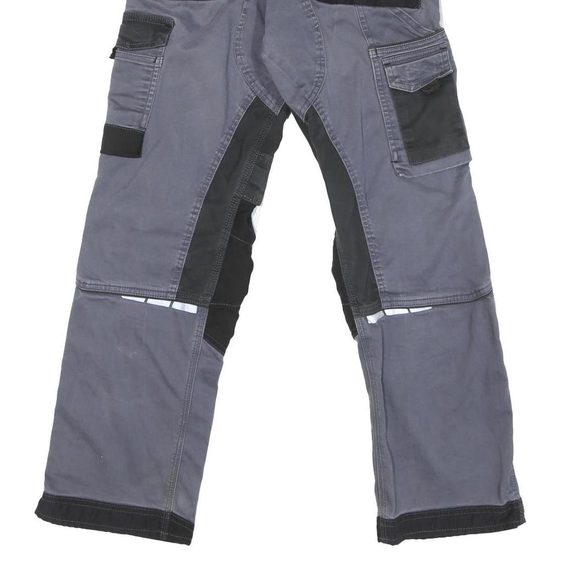 DICKIES Mens Cotton Blend Grey & Black Workwear Regular Straight Trousers W28