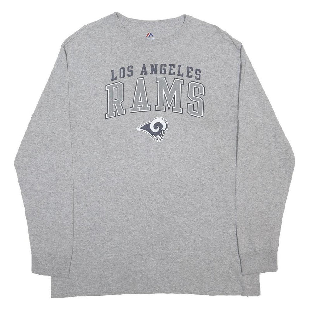 MAJESTIC Mens Grey Los Angeles Rams Graphic T-Shirt XL Long Sleeve Crew Neck
