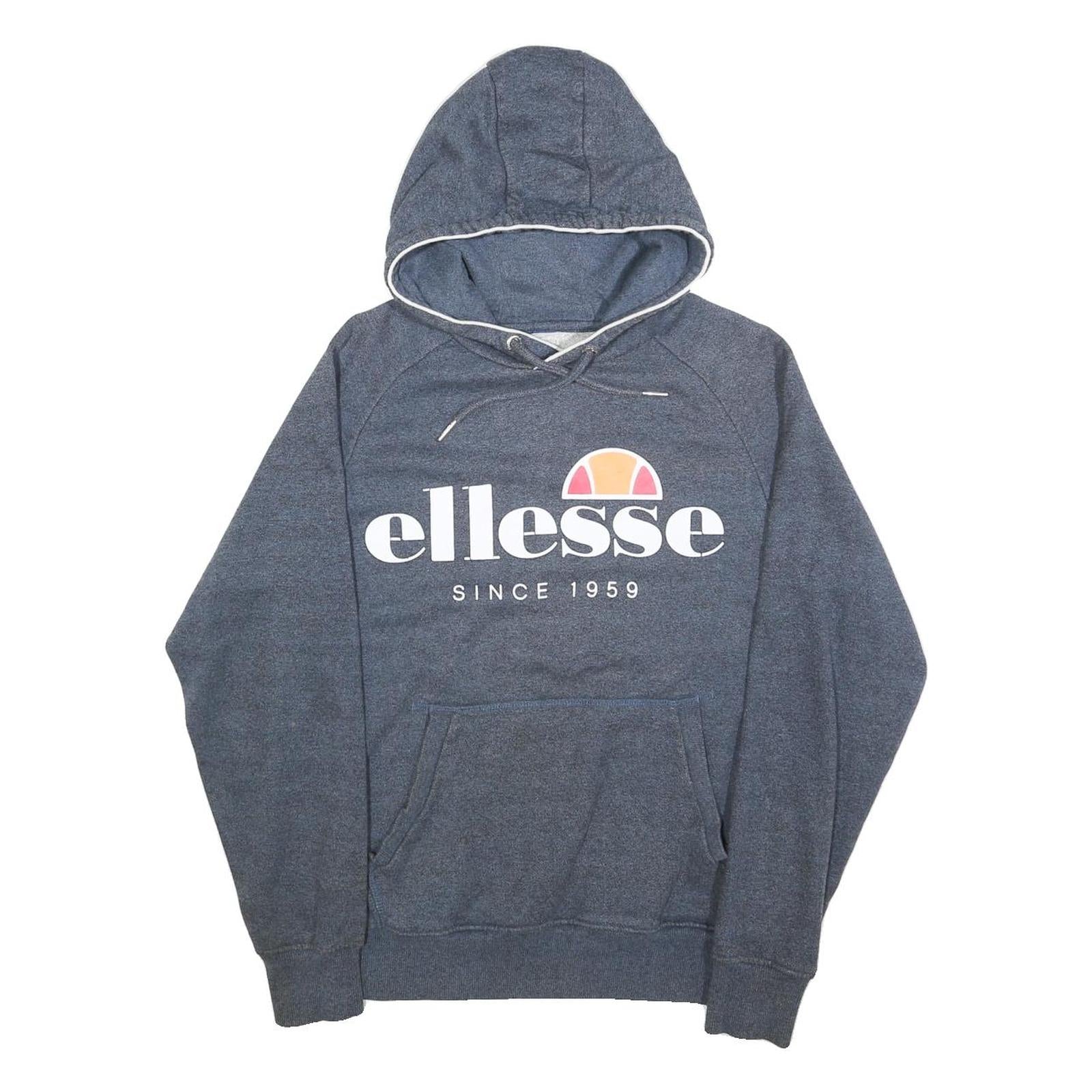 ELLESSE Mens Blue Hoodie S Cotton Blend Pullover Sweatshirt Hooded