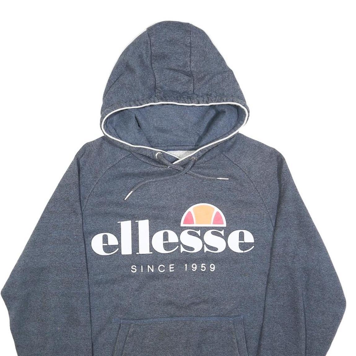 ELLESSE Mens Blue Hoodie S Cotton Blend Pullover Sweatshirt Hooded