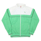NIKE Mens Green White Track Jacket M Polyester Blend Zip Plain Sportswear