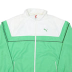 NIKE Mens Green White Track Jacket M Polyester Blend Zip Plain Sportswear
