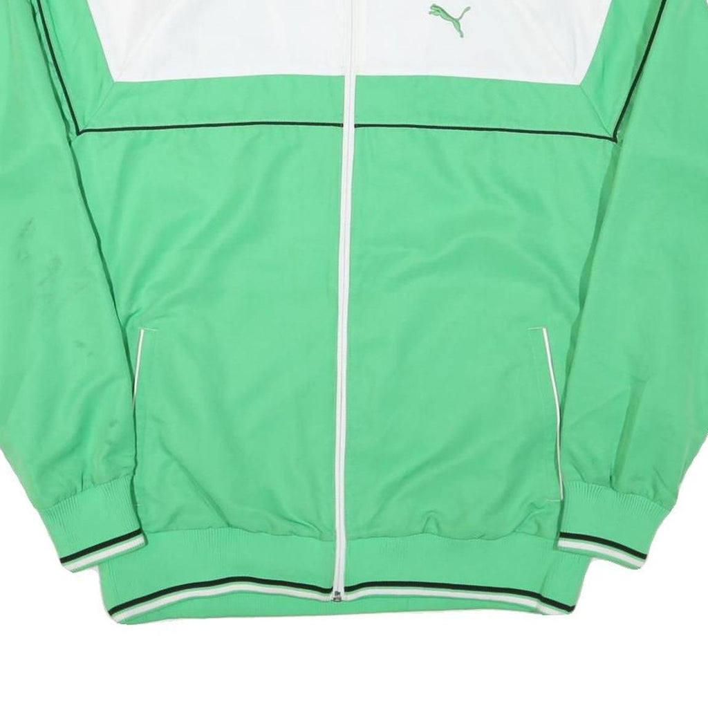 NIKE Mens Green White Track Jacket M Polyester Blend Zip Plain Sportswear