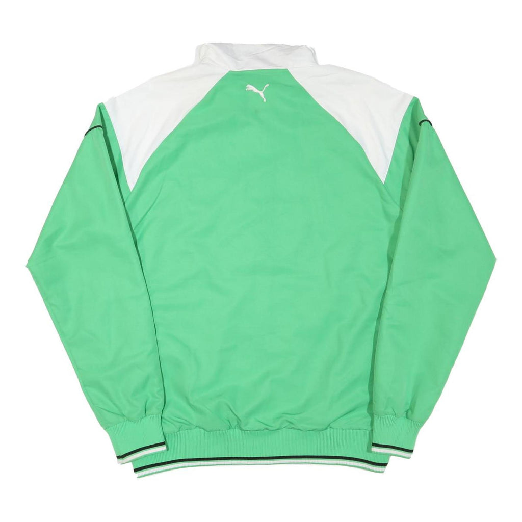 NIKE Mens Green White Track Jacket M Polyester Blend Zip Plain Sportswear