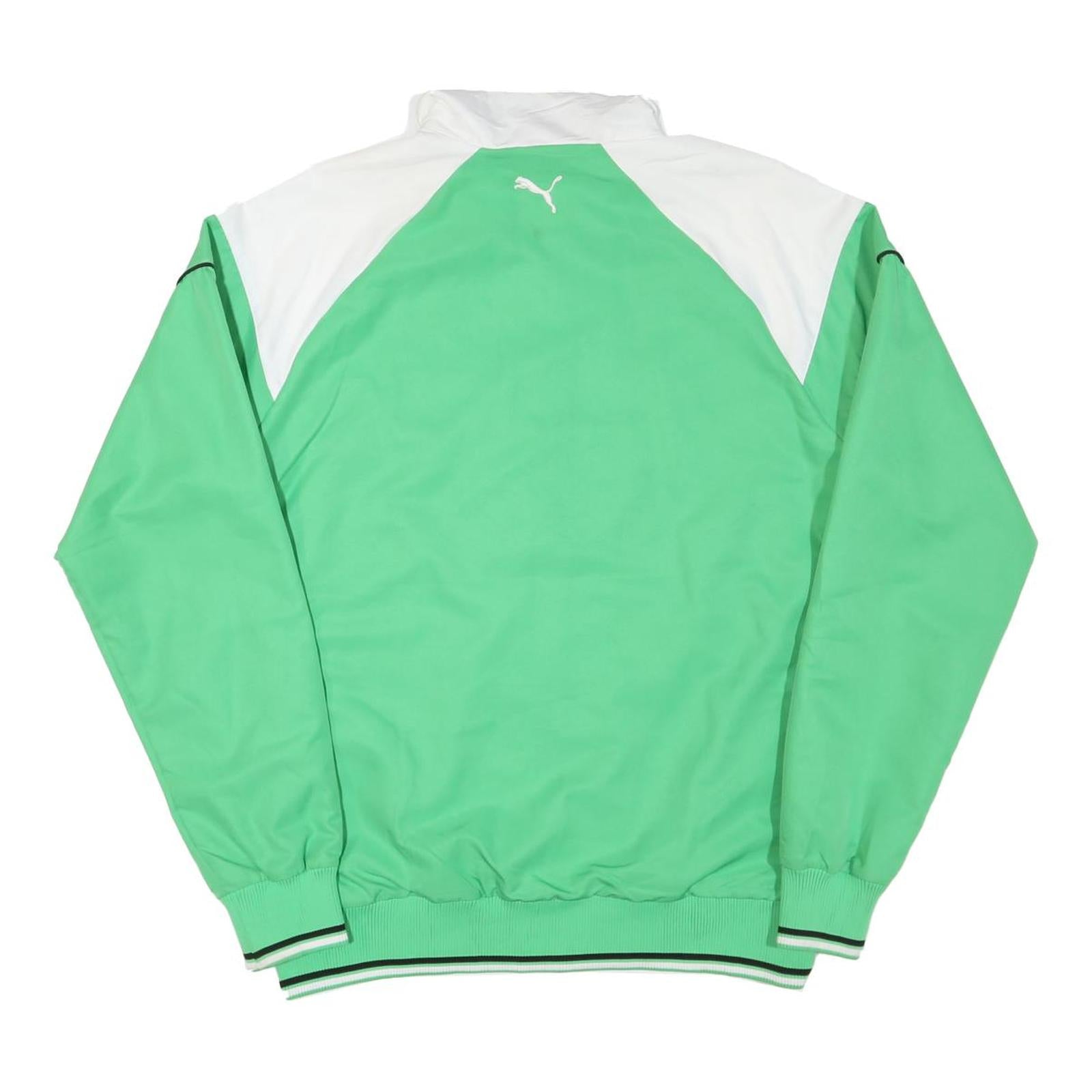 NIKE Mens Green White Track Jacket M Polyester Blend Zip Plain Sportswear