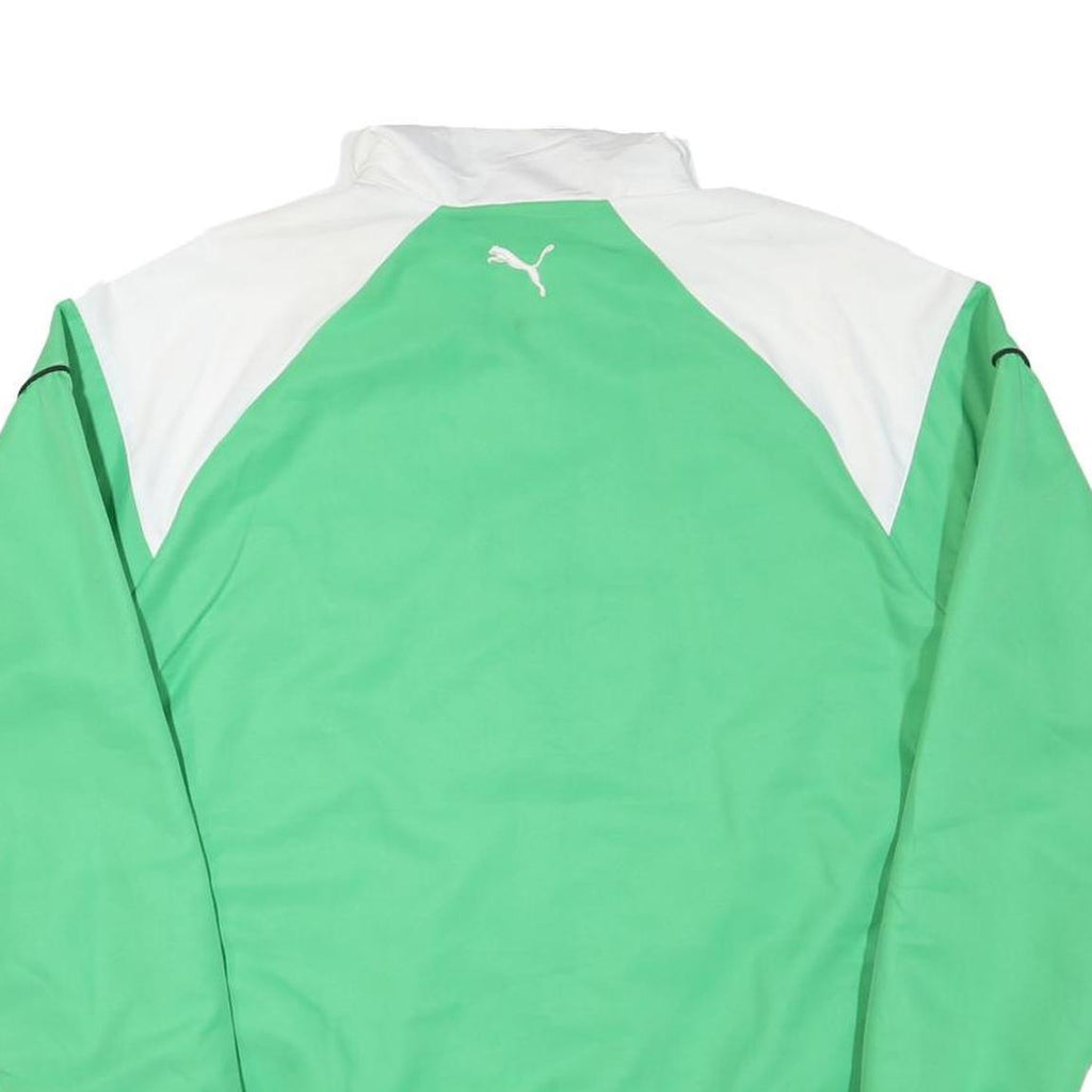 NIKE Mens Green White Track Jacket M Polyester Blend Zip Plain Sportswear