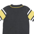 MLB Mens Black & Yellow Pirates Button Front Short Sleeve Round Neck Baseball