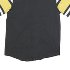 MLB Mens Black & Yellow Pirates Button Front Short Sleeve Round Neck Baseball