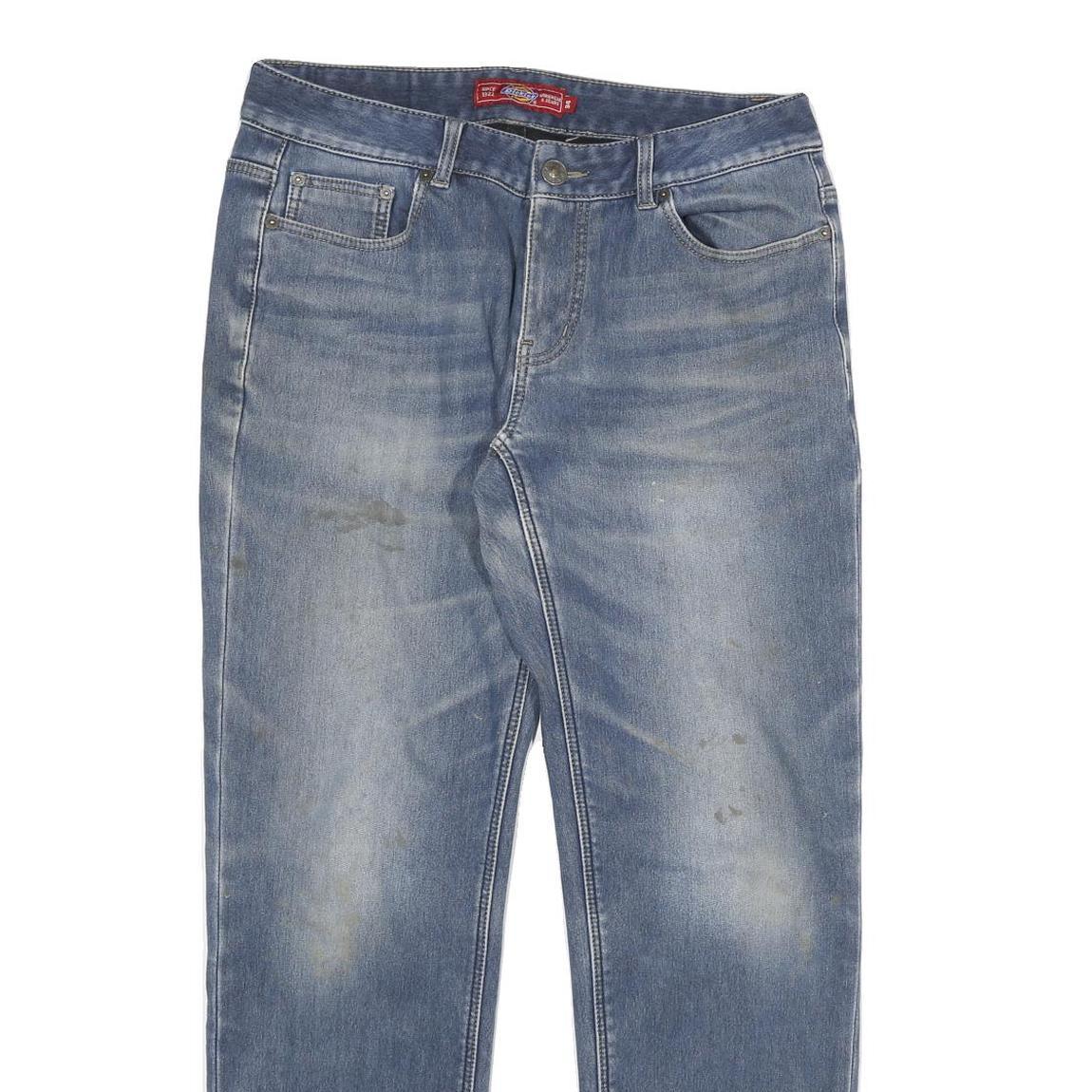 DICKIES Womens Jeans Blue Regular Straight Denim Light W34 L31 Zip Cotton Blend