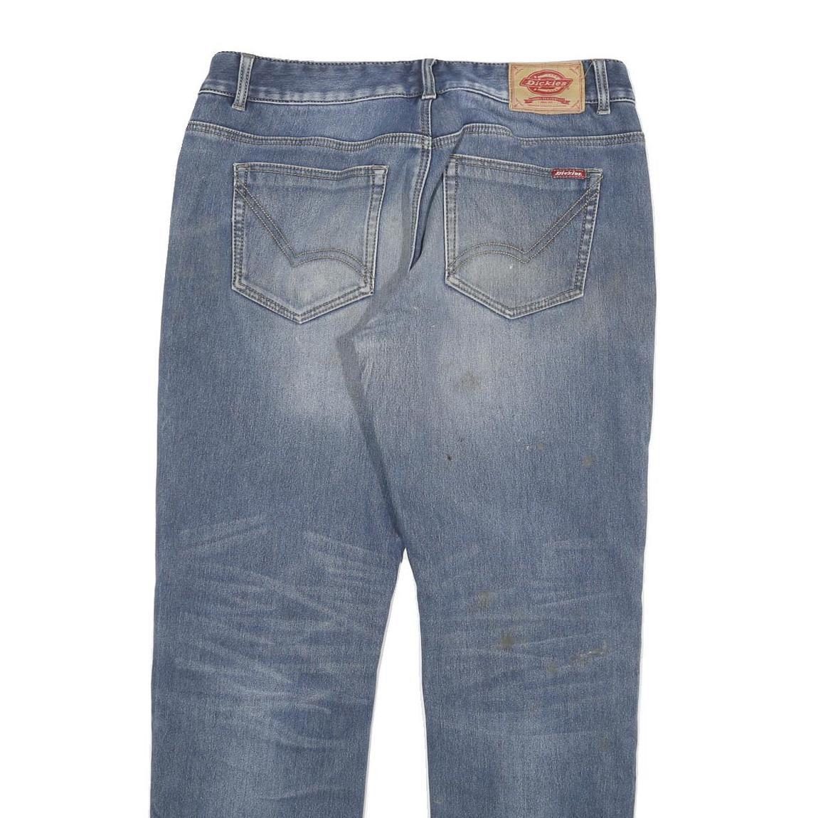 DICKIES Womens Jeans Blue Regular Straight Denim Light W34 L31 Zip Cotton Blend