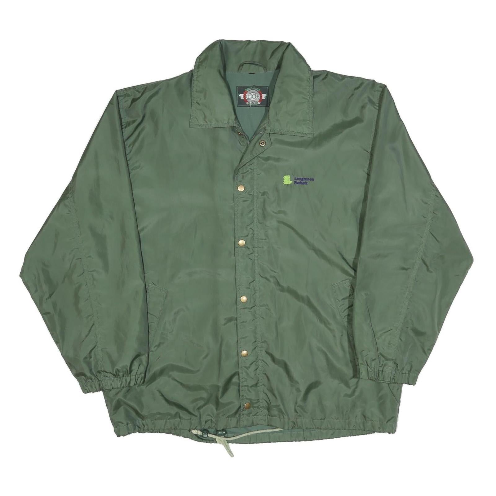 CLIQUE Mens Green XL Nylon Button Jacket Plain Lightweight Casual