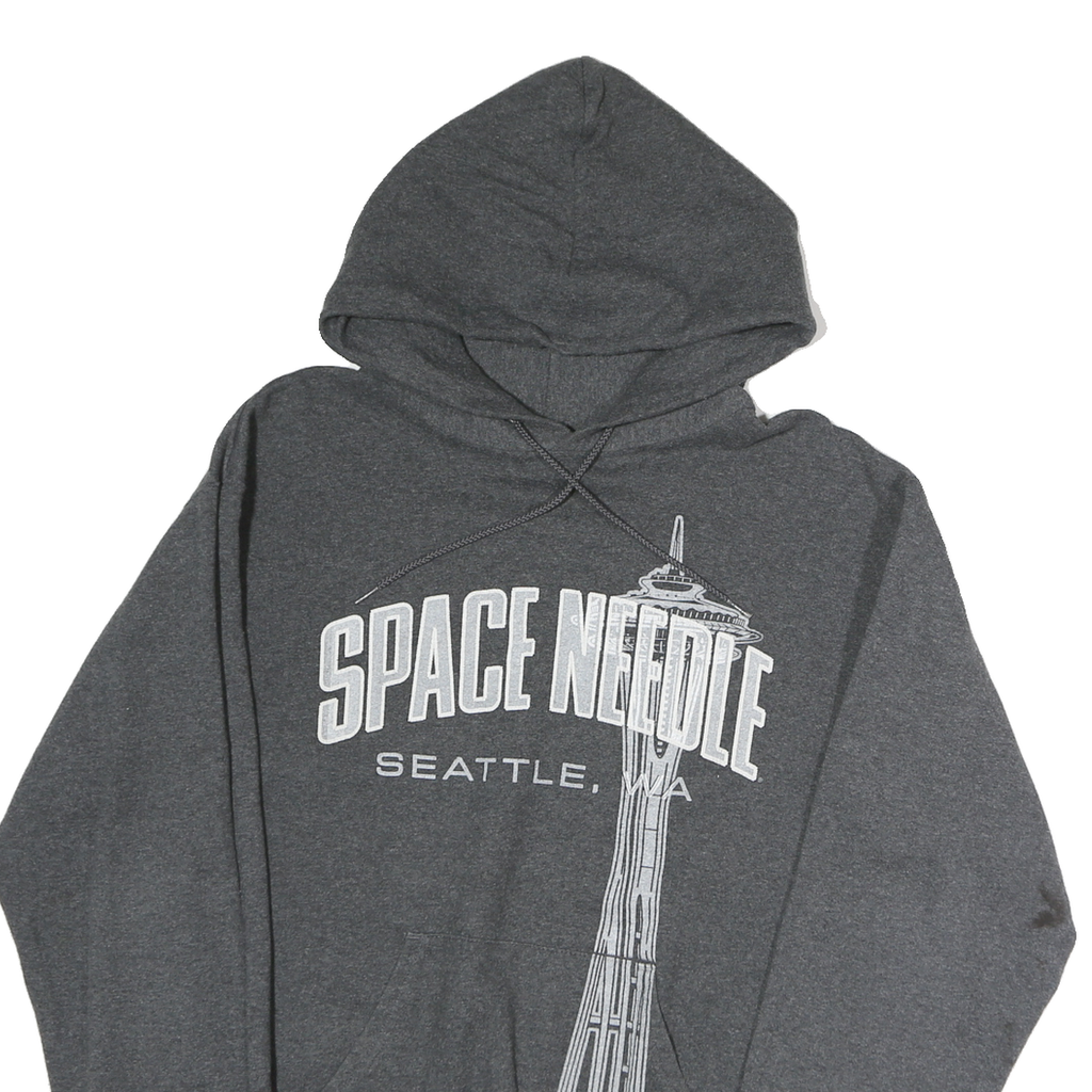CHAMPION Mens Grey Space Needle Seattle Cotton Hoodie L Casual Pullover