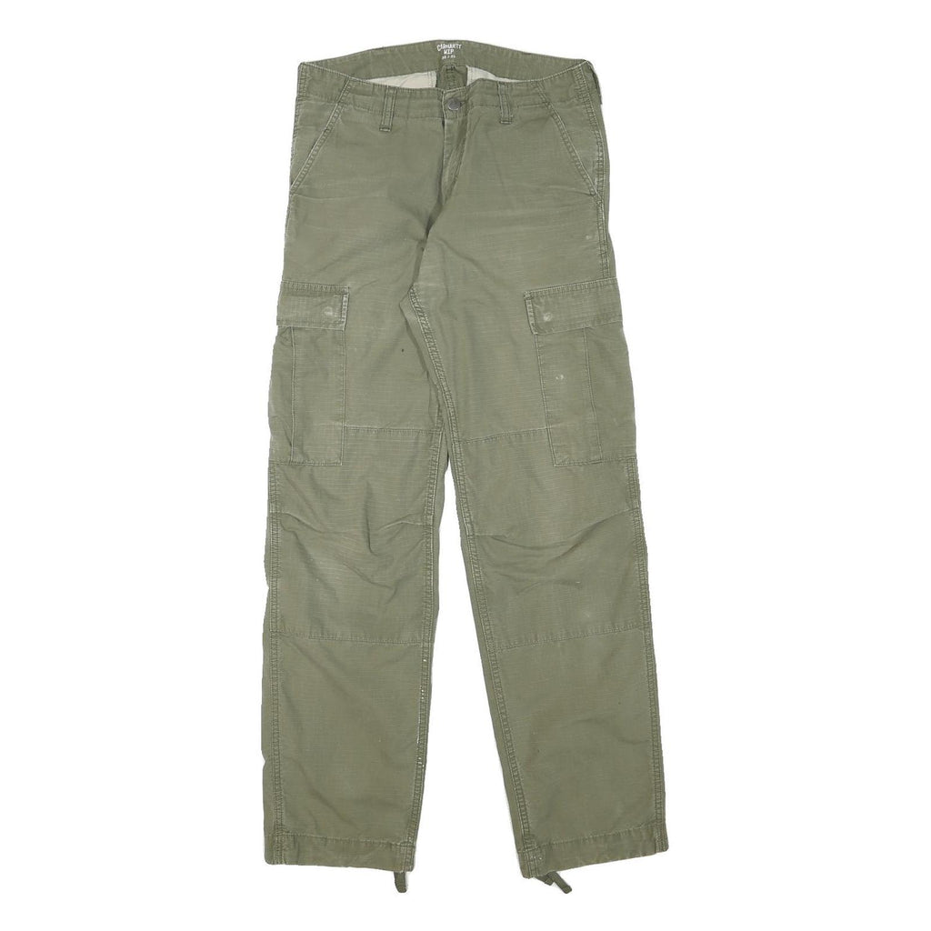 CARHARTT Mens Cotton Blend Green Regular Fit Straight Leg Trousers W30 L32
