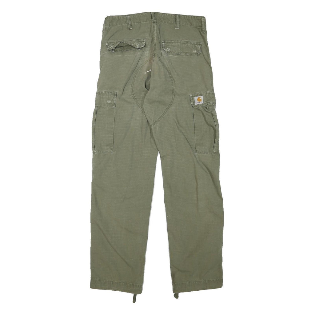 CARHARTT Mens Cotton Blend Green Regular Fit Straight Leg Trousers W30 L32