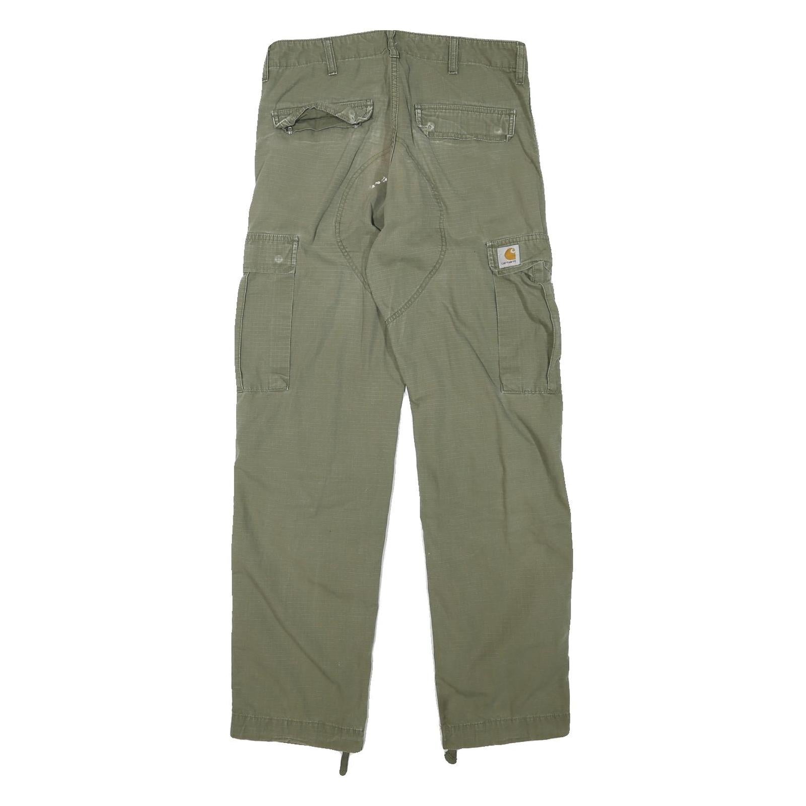 CARHARTT Mens Cotton Blend Green Regular Fit Straight Leg Trousers W30 L32