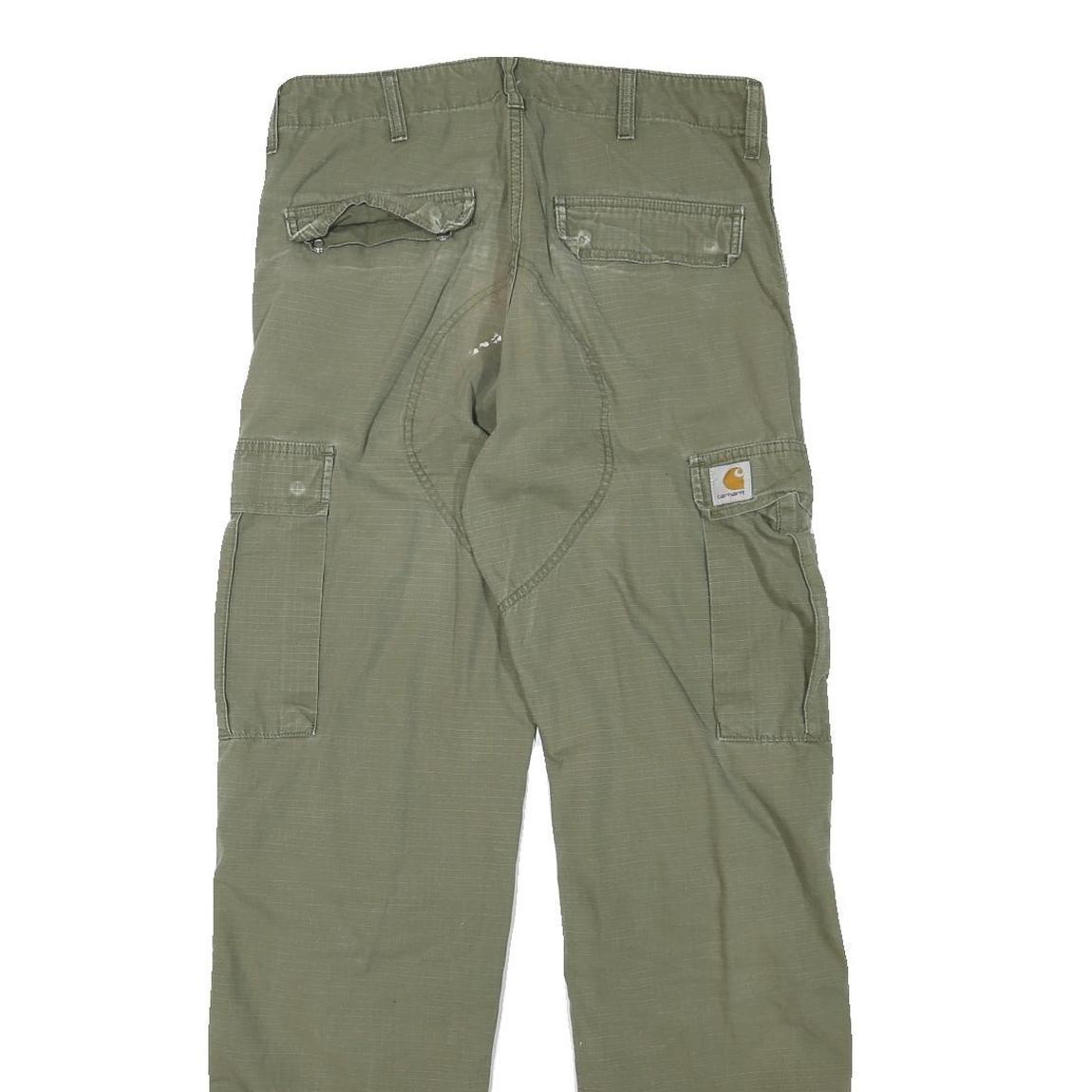 CARHARTT Mens Cotton Blend Green Regular Fit Straight Leg Trousers W30 L32