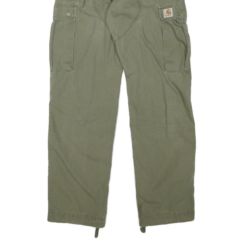 CARHARTT Mens Cotton Blend Green Regular Fit Straight Leg Trousers W30 L32