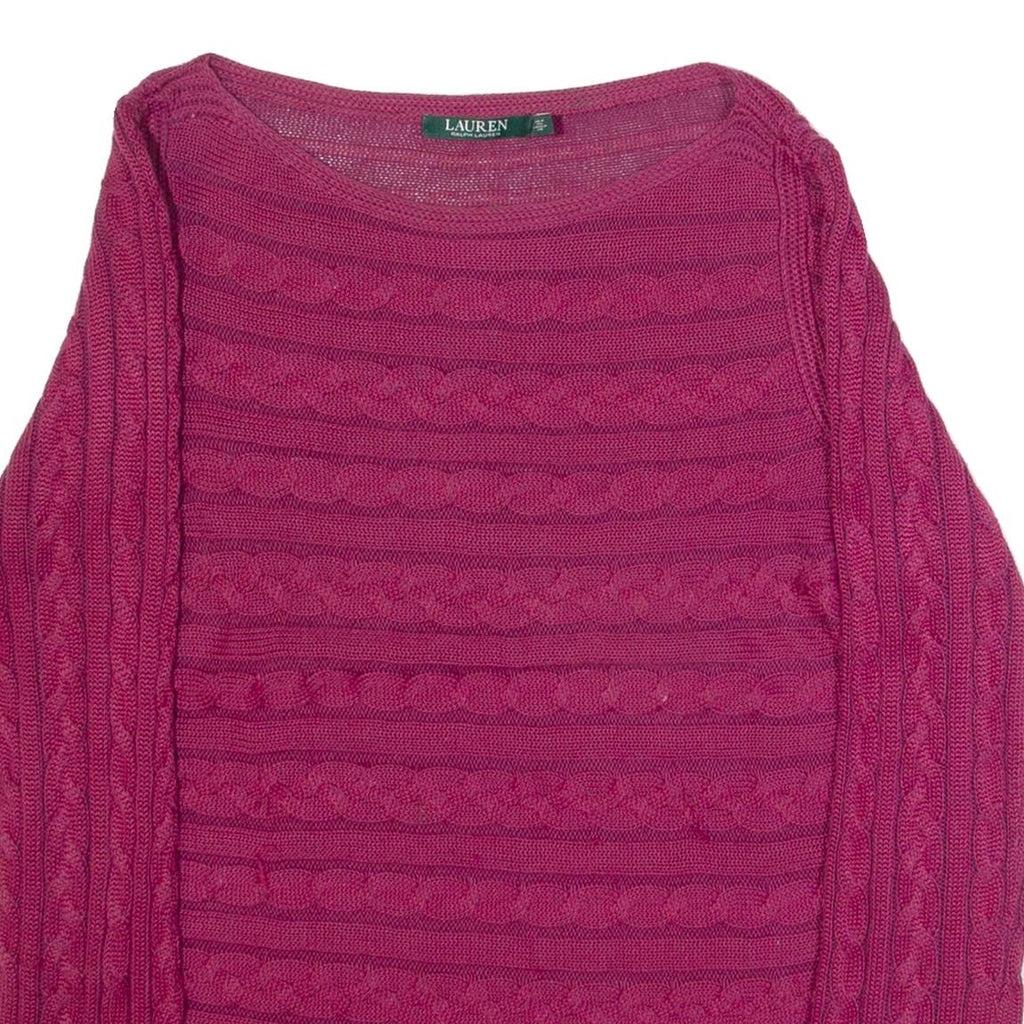 RALPH LAUREN Womens Jumper Purple Cable Knit L