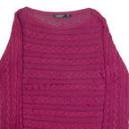 RALPH LAUREN Womens Jumper Purple Cable Knit L