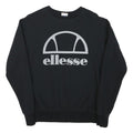 ELLESSE Womens Black Sweatshirt Crew Neck UK 14 Cotton Blend Logo Pullover
