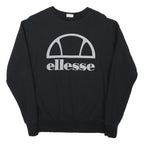 ELLESSE Womens Black Sweatshirt Crew Neck UK 14 Cotton Blend Logo Pullover