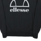 ELLESSE Womens Black Sweatshirt Crew Neck UK 14 Cotton Blend Logo Pullover