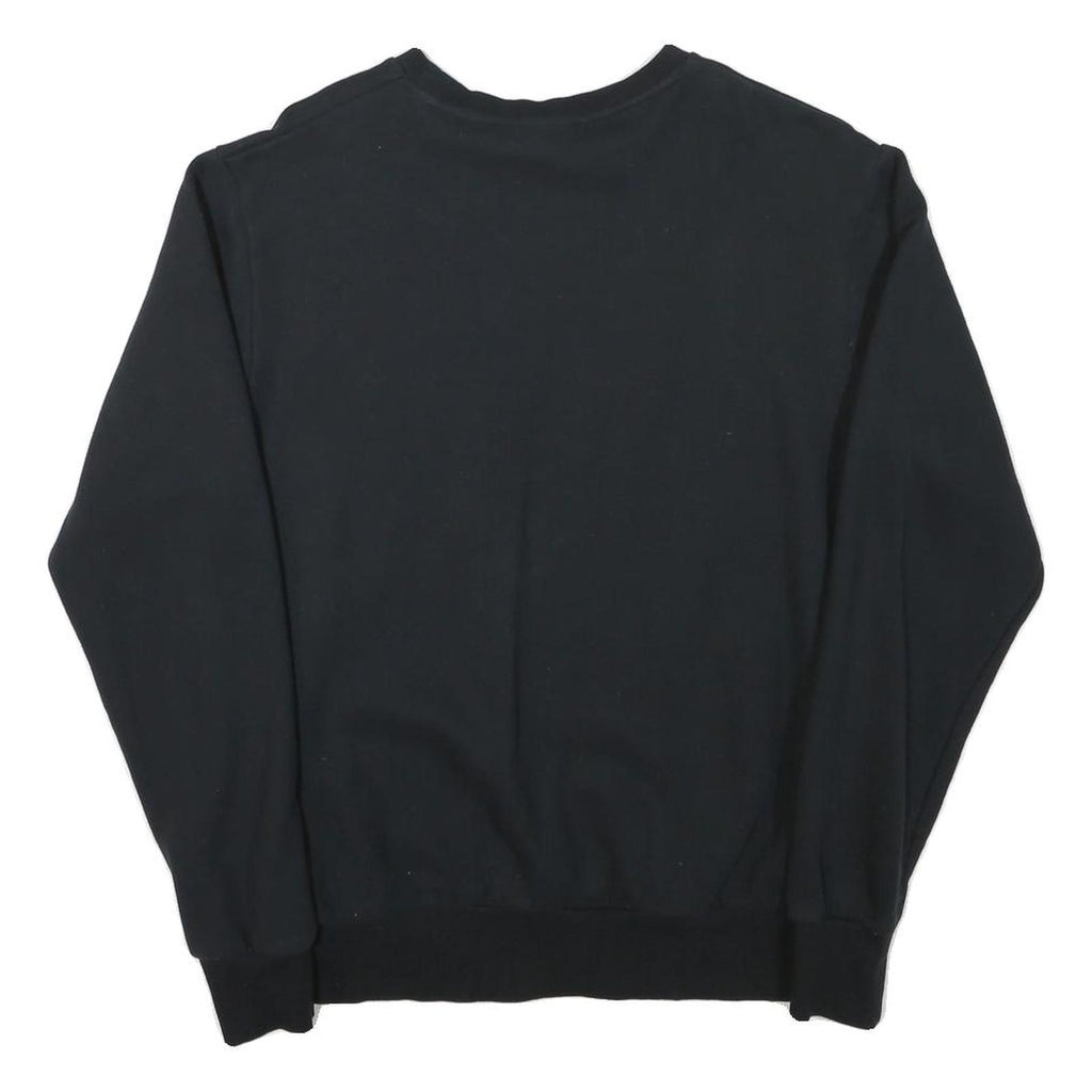 ELLESSE Womens Black Sweatshirt Crew Neck UK 14 Cotton Blend Logo Pullover