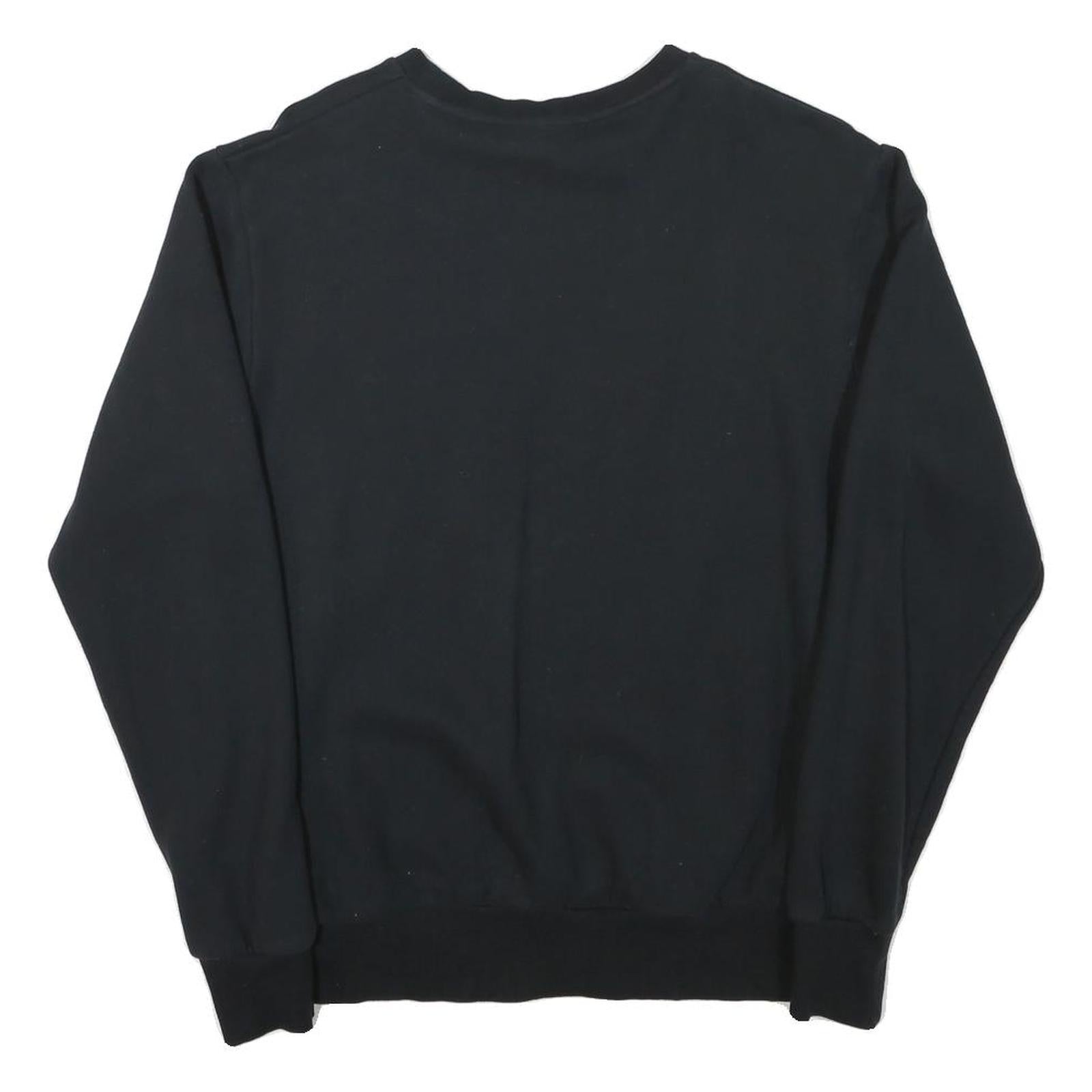 ELLESSE Womens Black Sweatshirt Crew Neck UK 14 Cotton Blend Logo Pullover