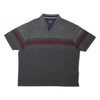 BLUE HARBOUR Mens Grey & Maroon Striped Short Sleeve Polo Shirt 2XL Cotton