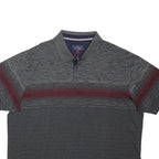 BLUE HARBOUR Mens Grey & Maroon Striped Short Sleeve Polo Shirt 2XL Cotton