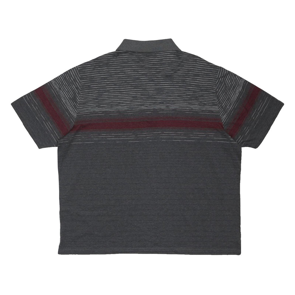 BLUE HARBOUR Mens Grey & Maroon Striped Short Sleeve Polo Shirt 2XL Cotton