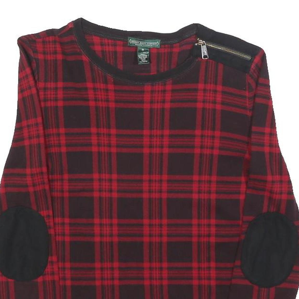 LAUREN RALPH LAUREN Womens Red & Black Check Printed Long Sleeve Crew Neck Top M