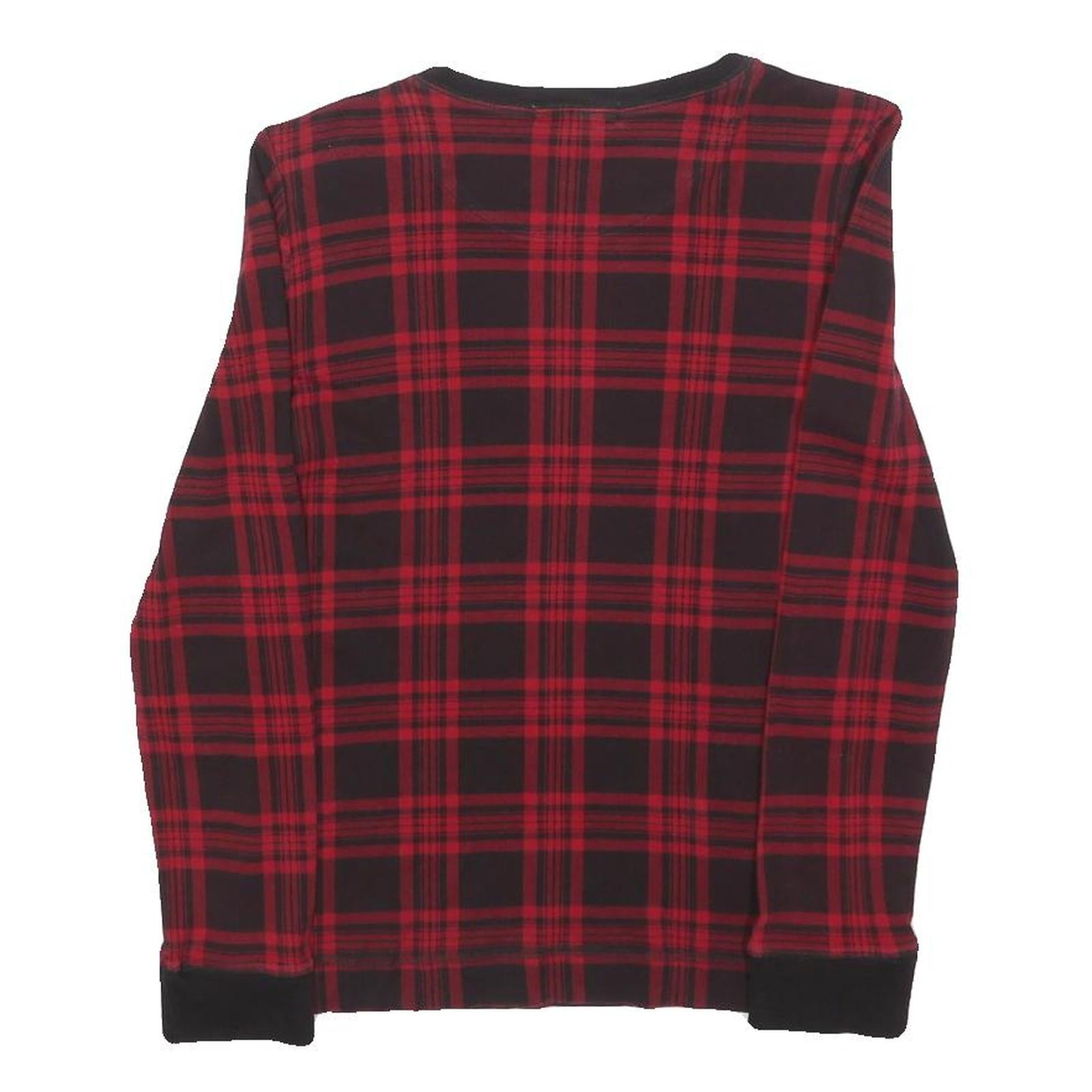 LAUREN RALPH LAUREN Womens Red & Black Check Printed Long Sleeve Crew Neck Top M