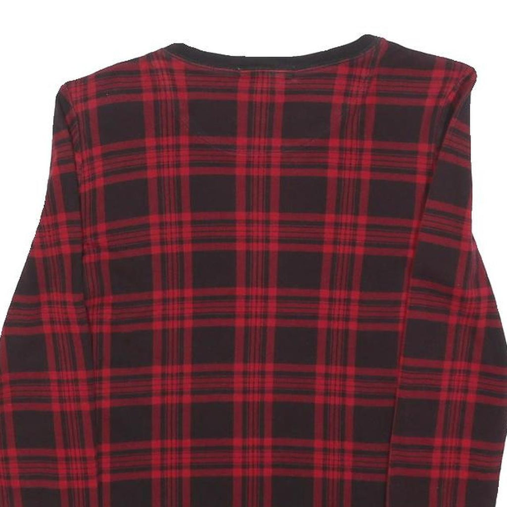 LAUREN RALPH LAUREN Womens Red & Black Check Printed Long Sleeve Crew Neck Top M