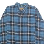 CLEARWATER Mens Blue & Black Check Shirt 2XL Cotton Long Sleeve Button Down