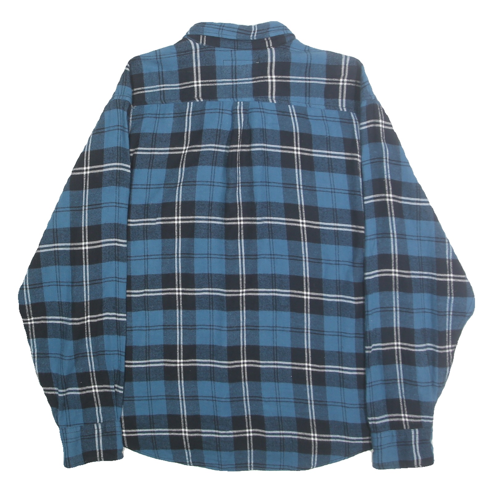 CLEARWATER Mens Blue & Black Check Shirt 2XL Cotton Long Sleeve Button Down