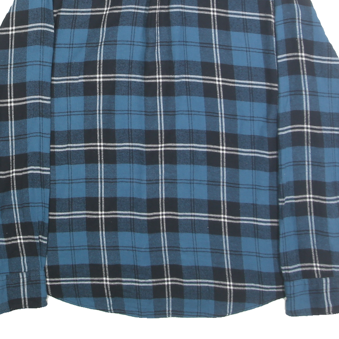 CLEARWATER Mens Blue & Black Check Shirt 2XL Cotton Long Sleeve Button Down