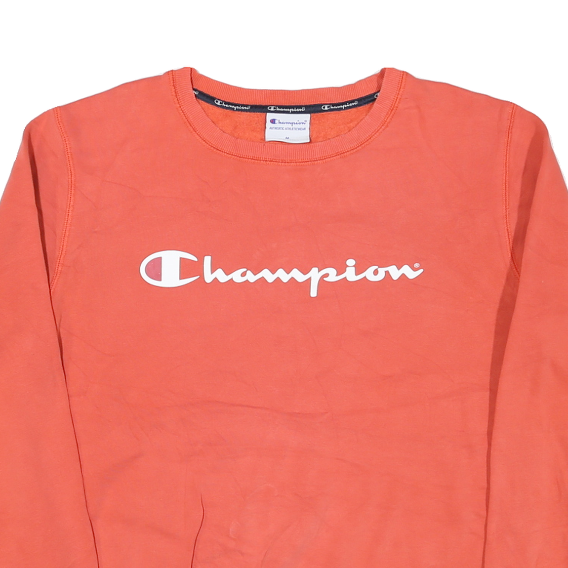CHAMPION Mens Orange Crew Neck M Cotton Blend Pullover Sweatshirt