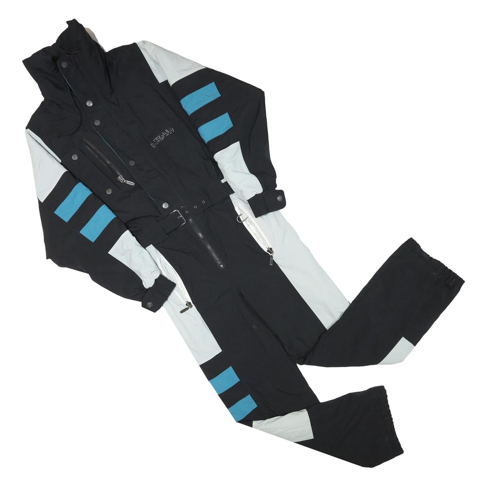 HEAD Mens Black & Grey Blue Stripe Polyester Blend Dungarees Slim S W29 L30