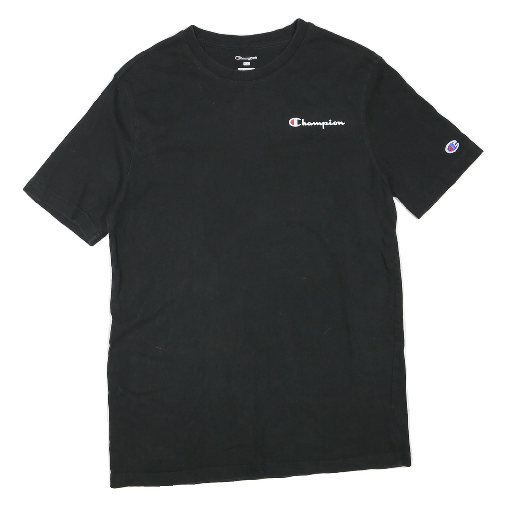 CHAMPION Mens Black Graphic T-Shirt M Short Sleeve Crew Neck Logo Print