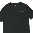 CHAMPION Mens Black Graphic T-Shirt M Short Sleeve Crew Neck Logo Print