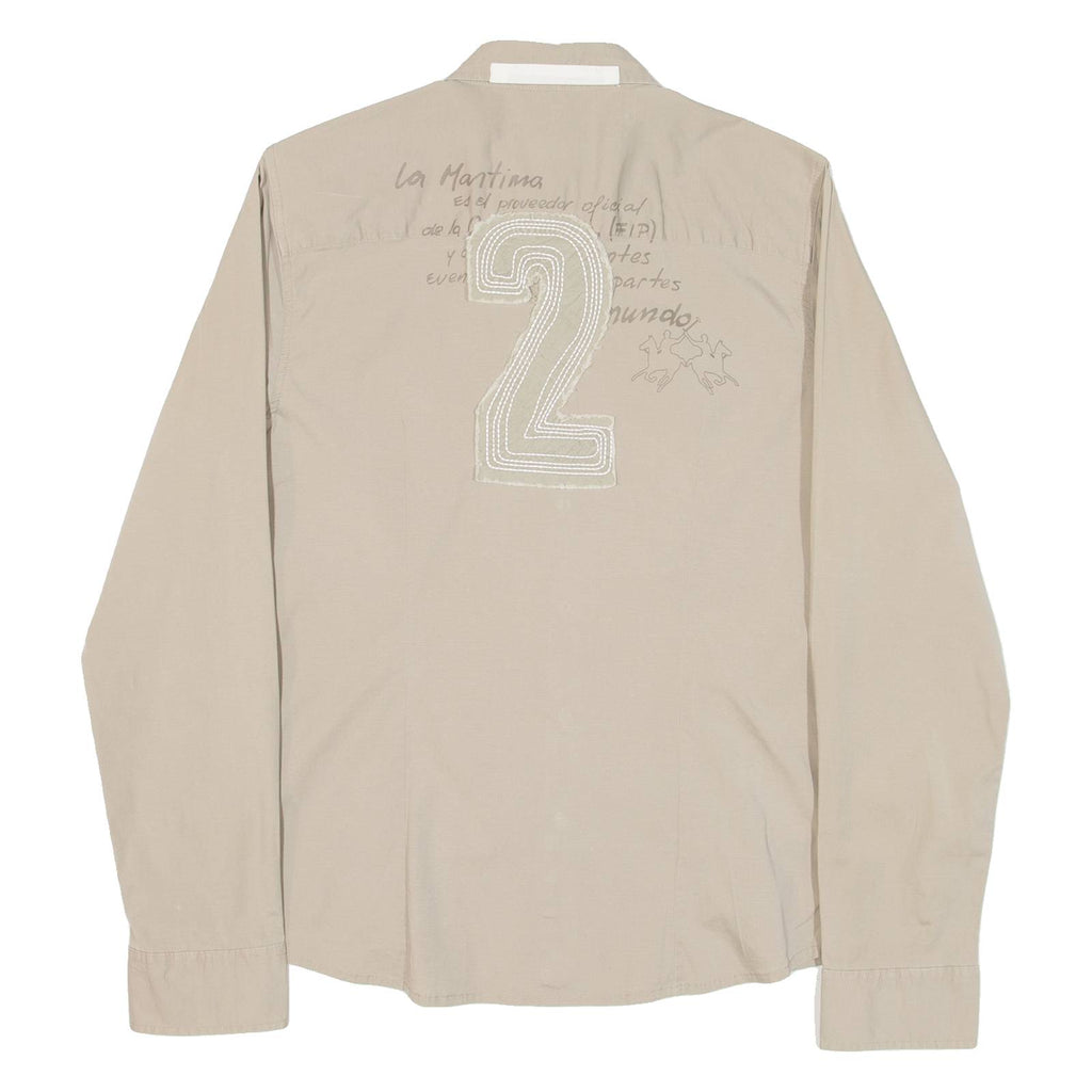 LA MARTINA Womens Plain Shirt Beige Long Sleeve S