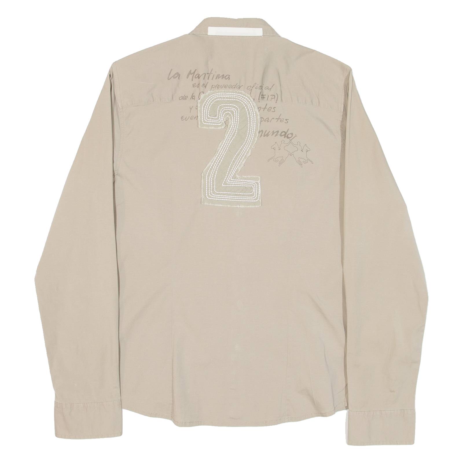 LA MARTINA Womens Plain Shirt Beige Long Sleeve S