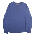 CHAPS Mens Blue Henley Neck L Cotton Blend Pullover Sweatshirt Casual