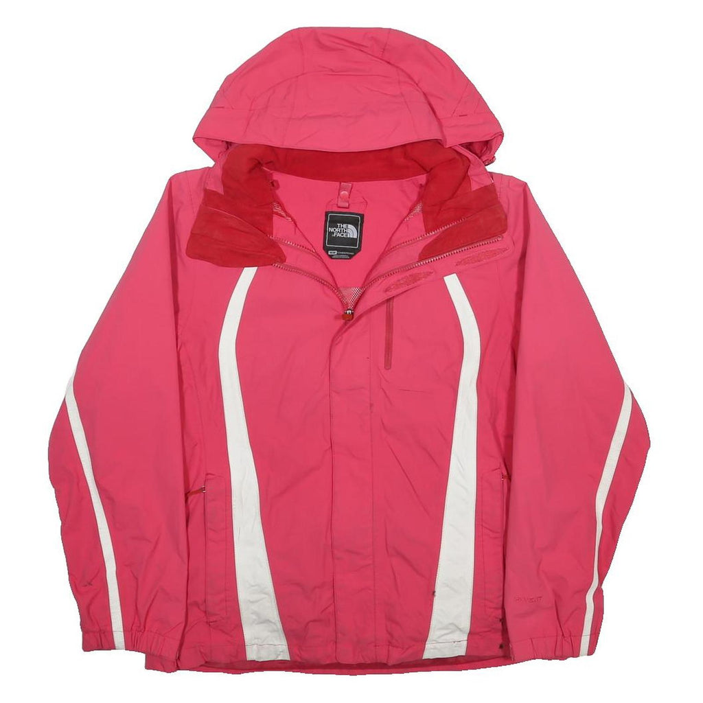 THE NORTH FACE Womens Pink & White Outdoor Jacket M Nylon Zip Hooded Plain
