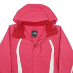 THE NORTH FACE Womens Pink & White Outdoor Jacket M Nylon Zip Hooded Plain